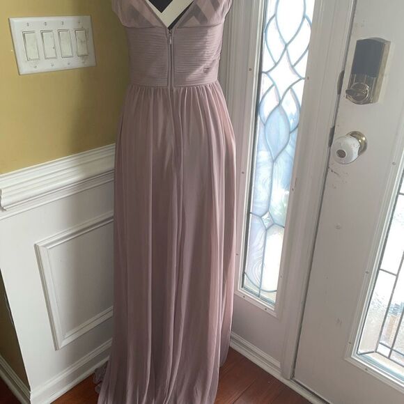 NWT BIRDY GREY Mauve Ryan Sleeveless Empire Waist Pleated sheer Gown M 4… - Picture 8 of 13